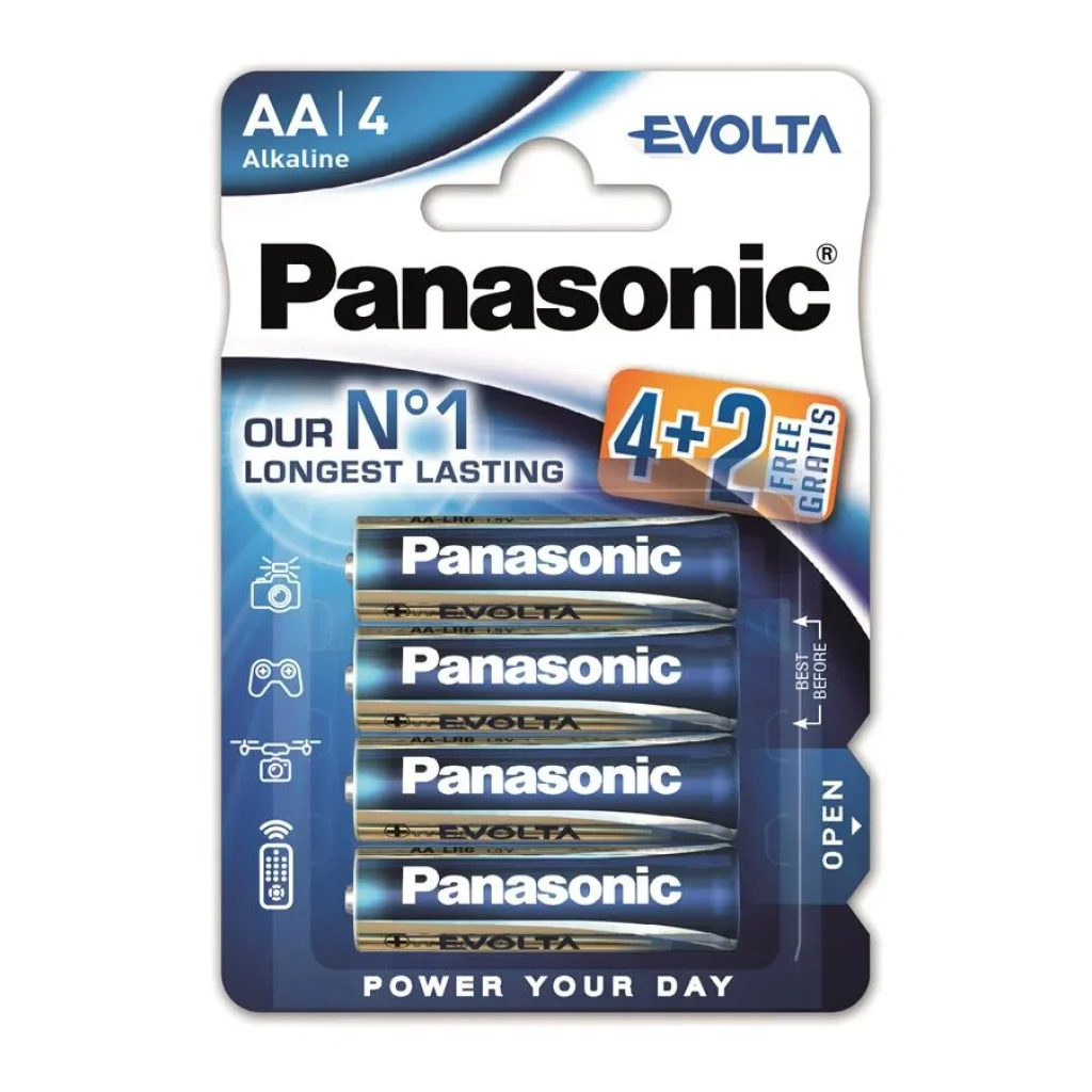 Батарейка Panasonic EVOLTA лужна AA блістер, 6 шт., LR6EGE/6B2F UA